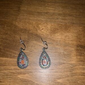 Bohemian Teardrop Earrings with Multicolor Accents